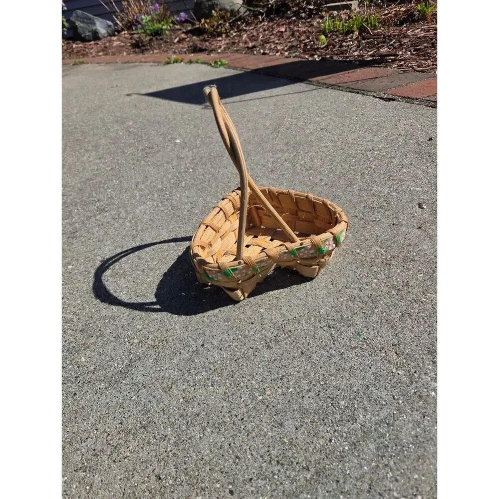 Mid 20th Century Vintage Heart Shaped Wicker Baskets